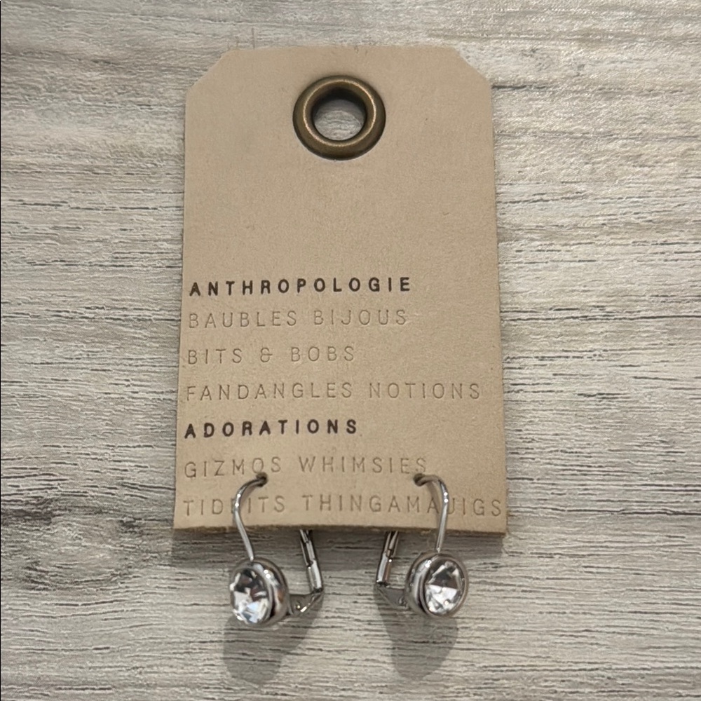 Anthropologie Silver Crystal Earrings - Brand New!